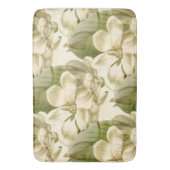 マグノリアの花柄の緑 バスマット (正面縦)