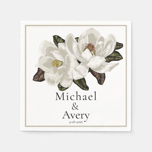 マグノリアの花 スタンダードカクテルナプキン (正面)