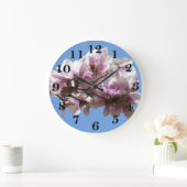 マグノリアの花 ラージ壁時計 (ホーム)