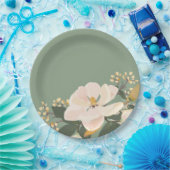 マグノリアの花、ヴィンテージは花柄を絵を描きました ペーパープレート (パーティー)