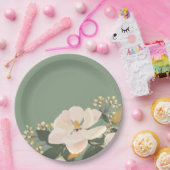 マグノリアの花、ヴィンテージは花柄を絵を描きました ペーパープレート (パーティー)