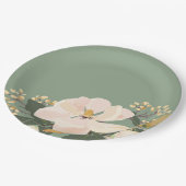 マグノリアの花、ヴィンテージは花柄を絵を描きました ペーパープレート (アングル)