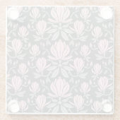 マグノリアの花、手描きのシームレスなパターン。 ガラスコースター (裏面)