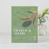 マグノリアの葉のボタニカル結婚式招待状 招待状 (スタンド正面)