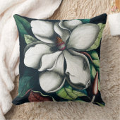 マグノリアの黒いクッション クッション (ブランケット)