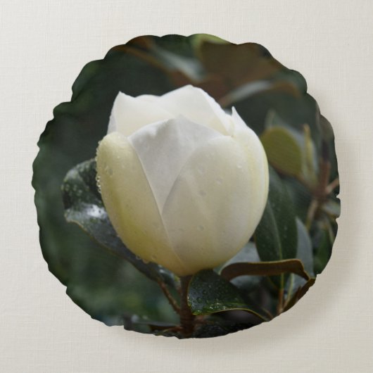 マグノリアのGrandiflora円形の装飾用クッション ラウンドクッション (正面)