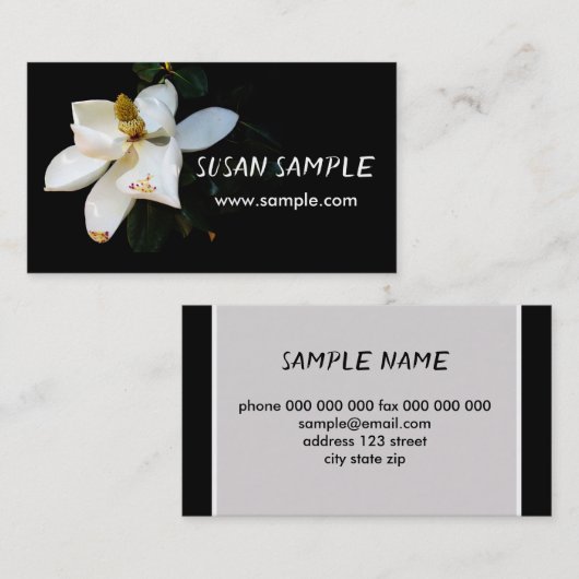 マグノリアはっきりしたオンブラックフラワー撮影 名刺 (正面/裏面)