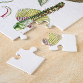 マグノリアアジアフラワーヴィンテージオールドイラストレーション ジグソーパズル (側面)