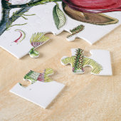 マグノリアアジアフラワーヴィンテージオールドイラストレーション ジグソーパズル (側面)