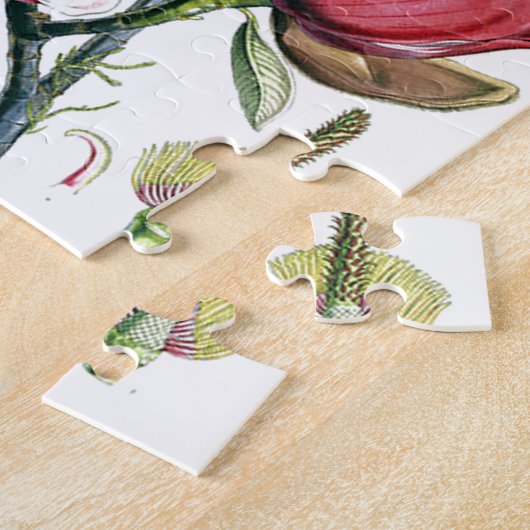 マグノリアアジアフラワーヴィンテージオールドイラストレーション ジグソーパズル (側面)