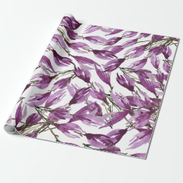 マグノリアアートパープルバイオレットウォーター色 ラッピングペーパー