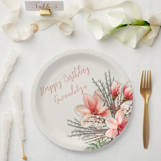 マグノリアウィローバースデーパーティー紙プレート ペーパープレート (ウェディング)