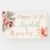 マグノリアウィローフローラ誕生日パーティーウォールバナー 横断幕 (横)