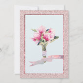 マグノリアウォーターカラークリスタルピンクグリッター 招待状 (裏面)