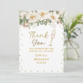 マグノリアウォーターカラーシャンパンガラスブライダルシャワー サンキューカード (スタンド正面)