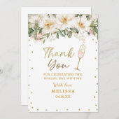 マグノリアウォーターカラーシャンパンガラスブライダルシャワー サンキューカード (正面/裏面)