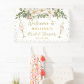 マグノリアウォーターカラーシャンパンガラスブライダルシャワー 横断幕 (インサイチュ)