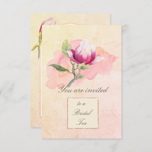 マグノリアウォーターカラーティーパーティの招待状 招待状 (正面/裏面)