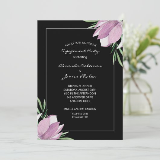 マグノリアウォーターカラー婚約パーティ 招待状 (スタンド正面)