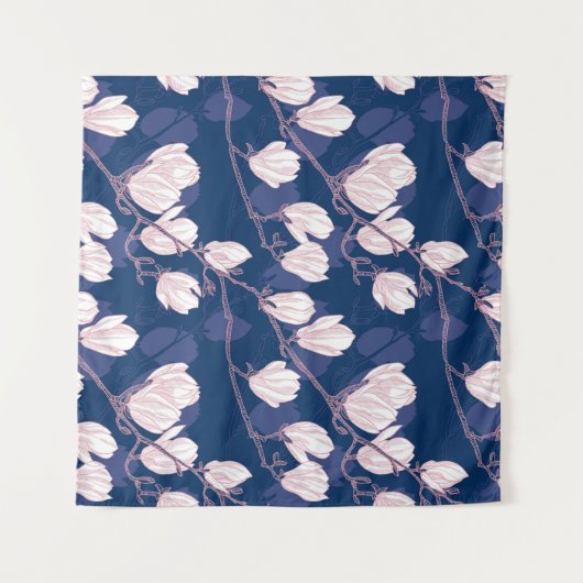 マグノリアエレガンス:ネイビー春開花 タペストリー (正面(横))