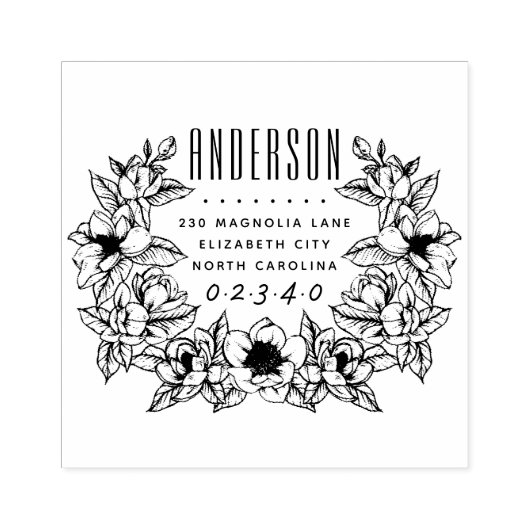 マグノリアエレガントカスタムファミリー名差出人住所 ラバースタンプ (インプリント)