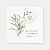 マグノリアエレガントグリーンリー結婚ズのナプキン スタンダードカクテルナプキン (正面)