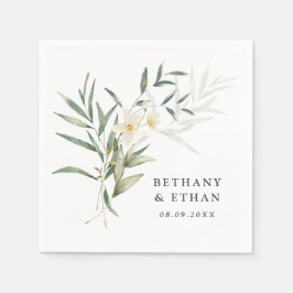 マグノリアエレガントグリーンリー結婚ズのナプキン スタンダードカクテルナプキン