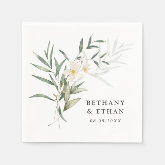 マグノリアエレガントグリーンリー結婚ズのナプキン スタンダードカクテルナプキン (正面)