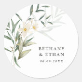 マグノリアエレガントグリーンリー結婚ズ ラウンドシール (正面)