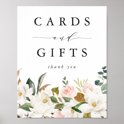 マグノリアエレガントス赤ちゃんシャワーカードとギフト ポスター (正面)