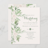 マグノリアエレガントセージフローラ結婚式招待状 (正面/裏面)