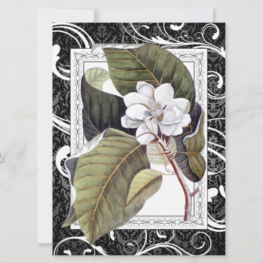 マグノリアエレガントダマスクサザンベル結婚ズ 招待状 (正面)