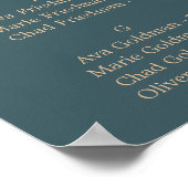 マグノリアエレガントティール（緑がかった色）アルファベット座席表 ポスター (角)