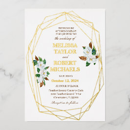 マグノリアエレガントフォイル結婚式招待状 箔シーズンカード