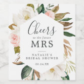 マグノリアエレガントフューチャー夫人ブライダルシャワー ワインラベル (シングルラベル)