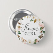 マグノリアエレガントフラワーガールブライダルシャワー 缶バッジ (正面&裏面)