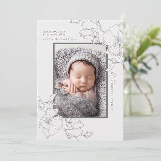 マグノリアエレガントフラワーフォト誕生 案内状 (スタンド正面)