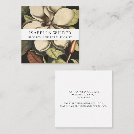 マグノリアエレガントフラワーフローリスト スクエア名刺 (正面/裏面)