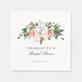 マグノリアエレガントフローラブライダルシャワー スタンダードカクテルナプキン (正面)