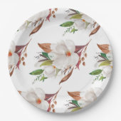 マグノリアエレガントフローラブライダルシャワー ペーパープレート (正面)