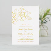 マグノリアエレガントフローラリハーサルディナー金ゴールド 箔招待状 (立ち正面)
