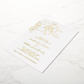 マグノリアエレガントフローラリハーサルディナー金ゴールド 箔招待状 (回転した状態)