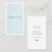 マグノリアエレガントブランチパステルブルーフローラ 名刺 (正面/裏面)