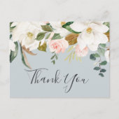 マグノリアエレガントブルーグレイありがとうはがき ポストカード (正面)