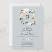 マグノリアエレガントブルーグレーすべて一つの結婚の 招待状 (正面)