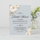 マグノリアエレガントブルーグレーブライダルシャワー 招待状 (スタンド正面)