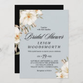 マグノリアエレガントブルーグレーブライダルシャワー 招待状 (正面/裏面)