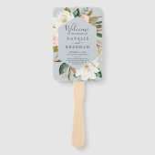 マグノリアエレガントブルーグレー結婚式 プログラムファン ハンドファン (正面)