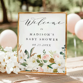 マグノリアエレガントベビーシャワー歓迎サイン ポスター