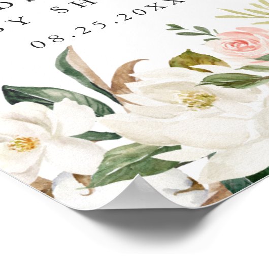 マグノリアエレガントベビーシャワー歓迎サイン ポスター (角)